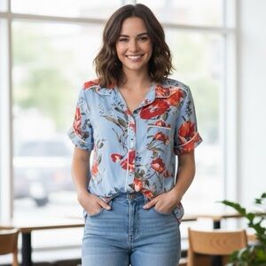 Vintage Y2K ABERCROMBIE & FITCH FLORAL BLOUSE SZ S POLO